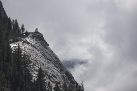 mountain side with a storm brewingの写真素材