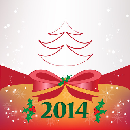 Christmas background with bow. 2014 New Yearのイラスト素材
