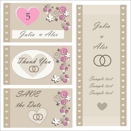 Set of wedding invitations and announcements . Part of a set.のイラスト素材
