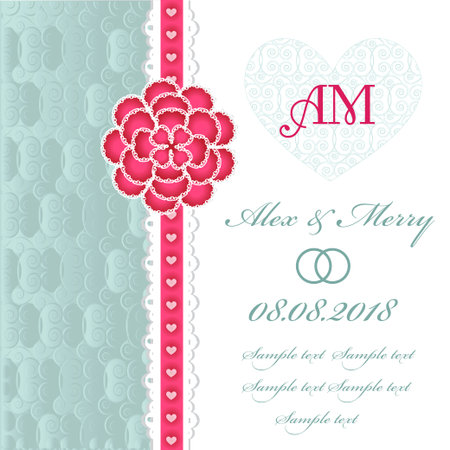 Wedding invitation card with floral elements. Part of a set.のイラスト素材