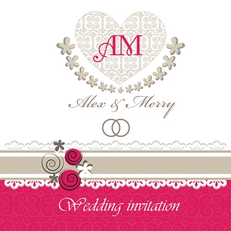 Wedding invitation card with floral elements. Part of a set.のイラスト素材