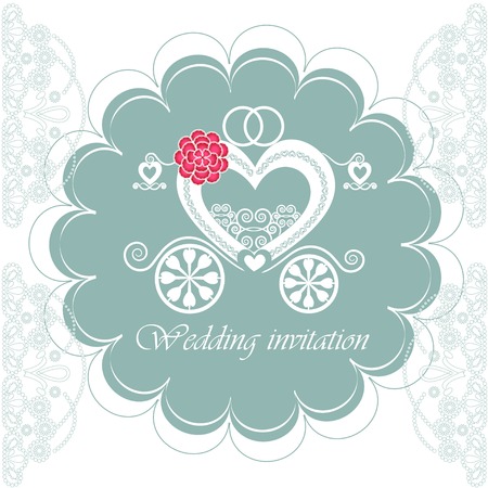 Wedding invitation card with carriage. Part of a set.のイラスト素材