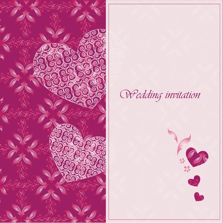 Wedding invitation card with decorative heartsのイラスト素材