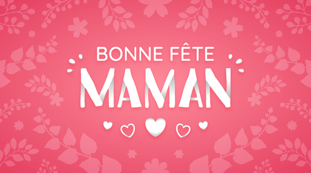 Happy Mother's day card, with flowers and hearts, in French.のイラスト素材