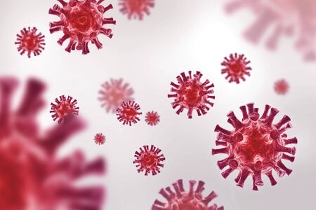 Coronavirus COVID-19 - Floating virus background - 3D Virology and Microbiologyの写真素材