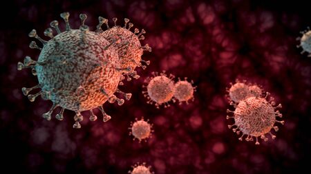 Coronavirus Covid-2019. Microscopic 3D illustration.の写真素材