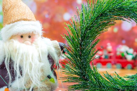Christmas Holiday Season background with decorations. Merry Christmas New Year collection, gifts and decorative ornaments. Empty copy space for text.の写真素材