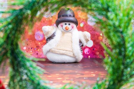 Christmas Holiday Season background with decorations. Merry Christmas New Year collection, gifts and decorative ornaments. Empty copy space for text.の写真素材