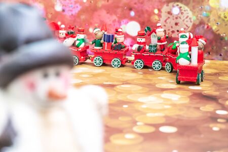Christmas Holiday Season background with decorations. Merry Christmas New Year collection, gifts and decorative ornaments. Empty copy space for text.の写真素材