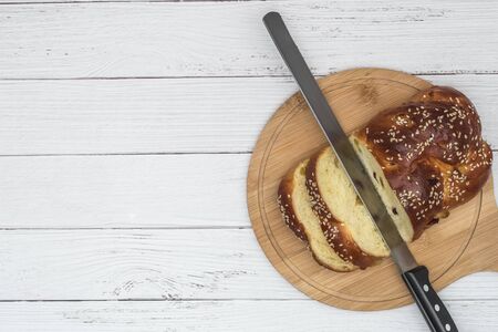 Flat lay, breakfast brunch on table.の写真素材