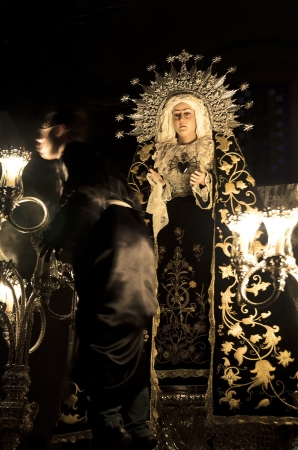 Velez-Rubio, Almeria / Spain. April, 07. Silence Procession with the Blessed Virgin, Our Lady of Solitude on April 07, 2012 in Velez-Rubio, Almeria, Spainのeditorial素材