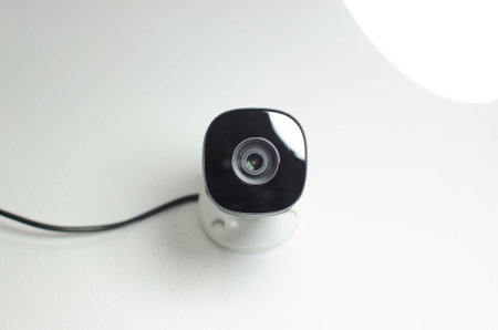 CCTV videocam, CCTV security camera, white camera with secure circuit, theft protection....