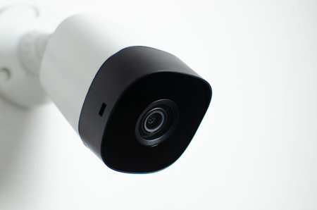 CCTV videocam, CCTV security camera, white camera with secure circuit, theft protection....