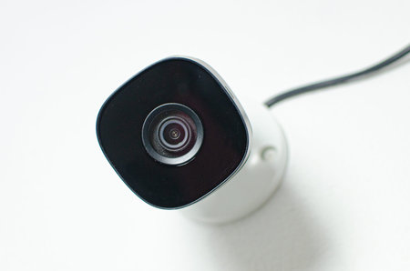 CCTV videocam, CCTV security camera, white camera with secure circuit, theft protection....