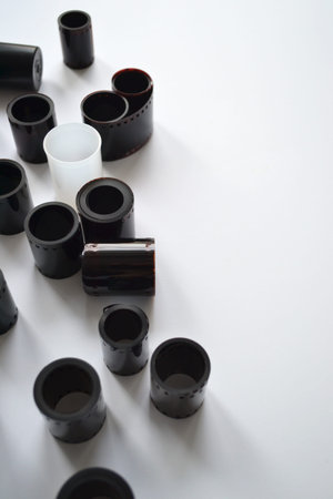 35mm color negative film on white background.の写真素材