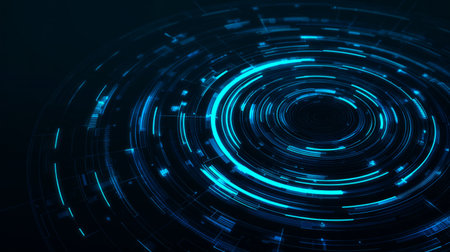 Futuristic hud interface with glowing blue digital data circleの素材