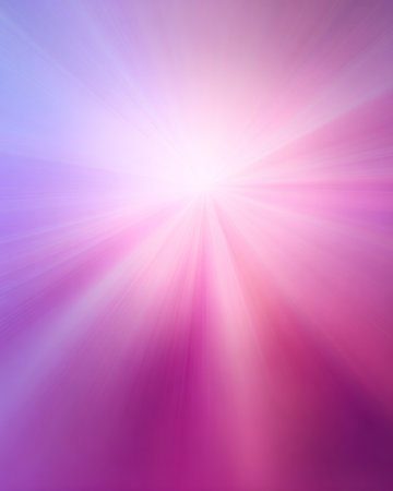 Radiant light rays in purple, pink and lavender gradient tones, glowing abstract burst background for wallpaper or banner designの素材