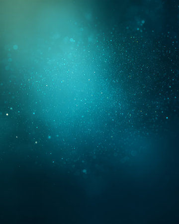Teal glitter background with glowing dust particles, soft light gradient texture, abstract wallpaper designの素材