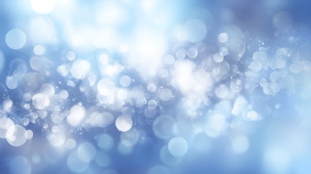 Blue and white bokeh background with glowing light circles, soft blurred texture, abstract wallpaper designの素材