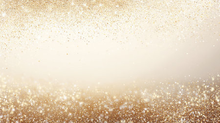 Golden glitter background with sparkling dust particles, luxury festive light texture, abstract wallpaper designの素材