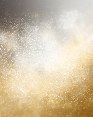 White and gold glitter background with glowing dust particles, luxury festive light texture, abstract wallpaper designの素材