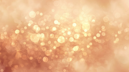 Golden bokeh background with glowing light circles, warm blurred texture, abstract wallpaper designの素材