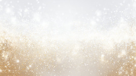 White and gold glitter background with sparkling dust particles, luxury festive light texture, abstract wallpaper designの素材