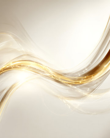 Golden wave background with glowing light streaks and elegant shiny abstract designの素材