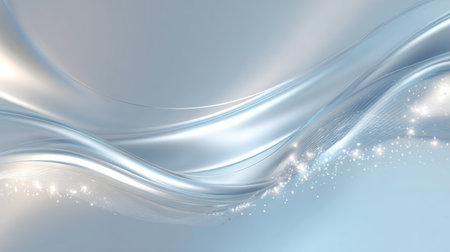 Silver blue metallic wave background with glowing particles, smooth abstract luxury texture, futuristic designの素材