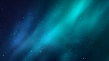Abstract turquoise and blue cosmic background with glowing nebula and particle lightsの素材