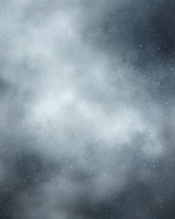 Abstract icy cosmic nebula background with white glowing stardust and cloudy textureの素材