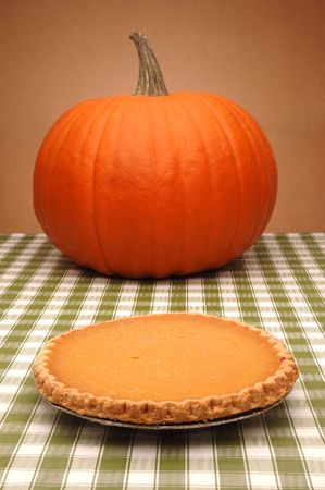 Pumpkin and Pie on Tableの写真素材