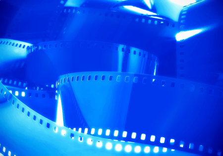 Blue 35mm Filmの写真素材
