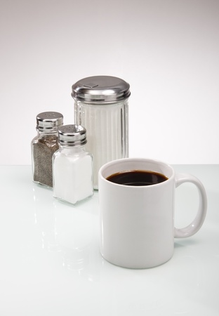 Counter Condiments with Coffeeの写真素材