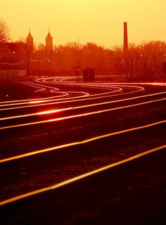 Dawn on Detroit Mainline Tracksのeditorial素材