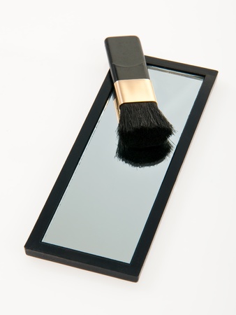 Mirror and brush set for touch-upsの写真素材