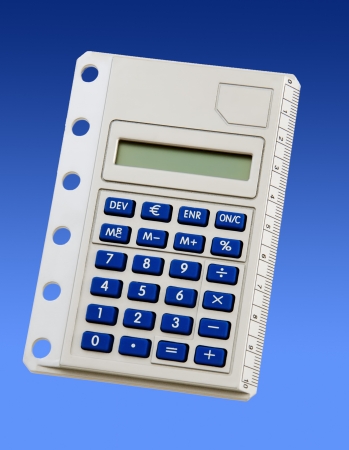 Mini calculator for folder on blueの写真素材