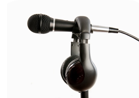Stage Mic on stand for singer with headsetの写真素材