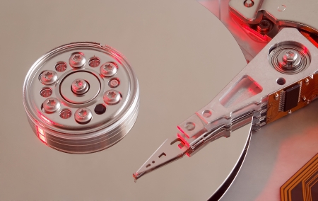 Inside of hard drive super clean surfaceの写真素材