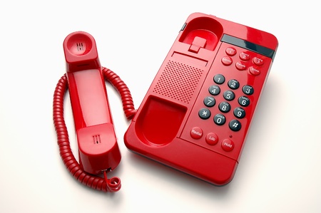 Red telephone for office and home useの写真素材