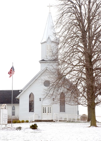 Little White Chapel in Winterの写真素材