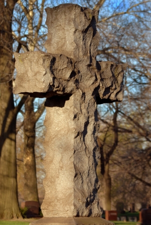 Granite Cross Grave Stoneの写真素材