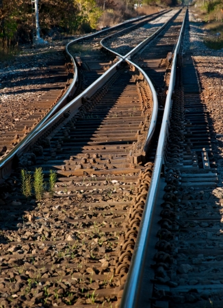 Mainline Railroad Track Switchの写真素材