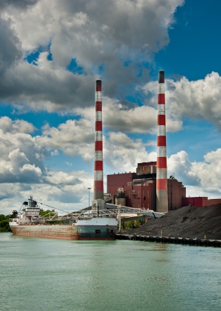 Coal Ship at Electric Plantの写真素材
