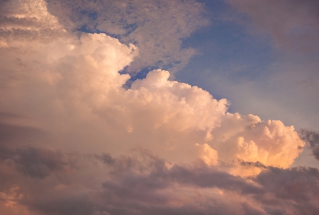 Sky full of colorful hue of sunsetの写真素材