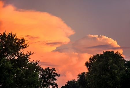 Sky full of colorful hue of sunsetの写真素材