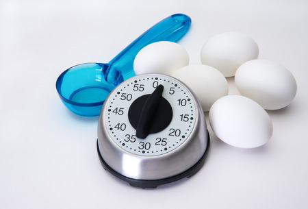 Kitchen egg timer and  tools for boiling eggsの写真素材