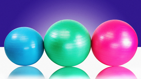 Group fitness balls for health club workoutの写真素材