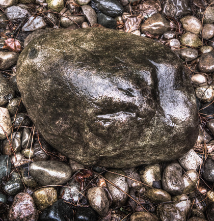 Fall rock garden plot with large and small stonesの写真素材
