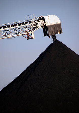 Coal ship at steel mill Detroit factoryの写真素材